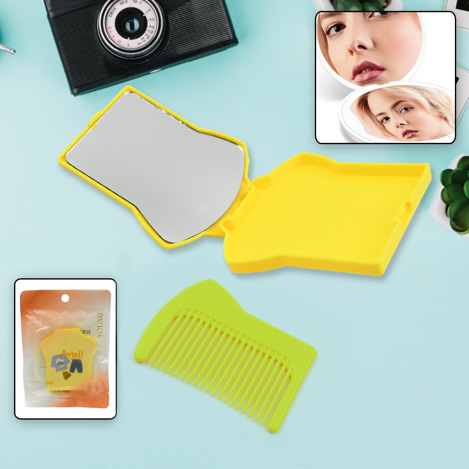 12634 Combo Of Hair Comb And Mirror Set For Women And Girls Casual And Travelling Use Folding Pocket Hairbrush, Mini Hair Comb Compact Travel Size, Hair Massage Comb, For Men Women And Girls 12634 Combo Of Hair Comb And Mirror Set For Women And Girls Casual And Travelling Use Folding Pocket Hairbrush, Mini Hair Comb Compact Travel Size, Hair Massage Comb, For Men Women And Girls